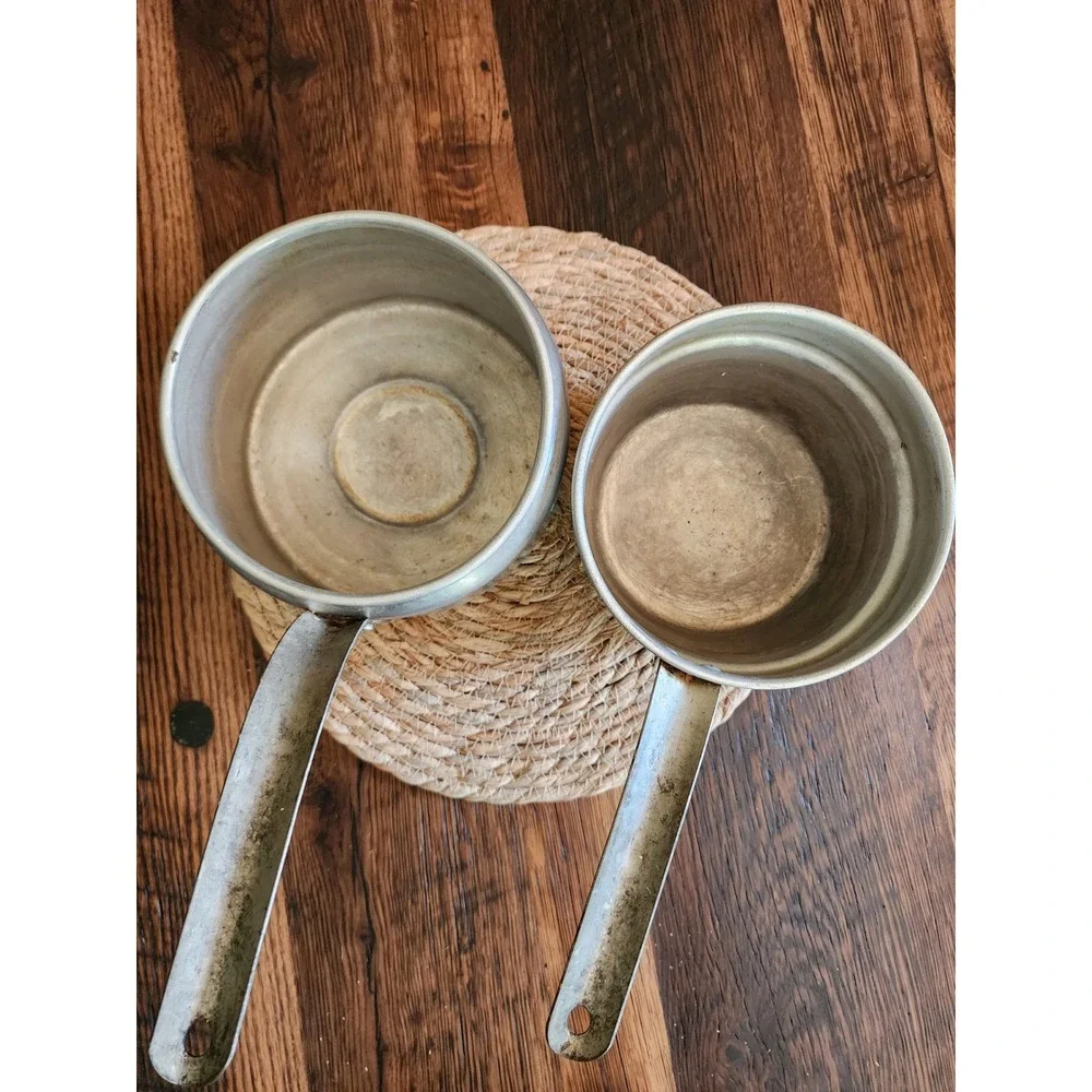 Buckeye Aluminum Double Boiler 2 Quart Silver Good Vintage 20 Gauge Mid Century